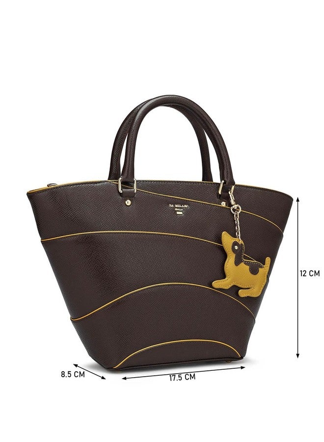 Da Milano Genuine Leather Brown Satchel (Small) - Image 3